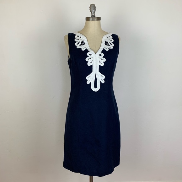 Eliza J Dresses & Skirts - Eliza J Navy Embroidered Shift Dress